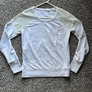 Athleta Citytime Mesh Shoulder Pullover Sweatshirt Size Small Beige Activewear